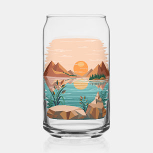 Vredig bergmeer zonsondergang landschap blikvorm glas