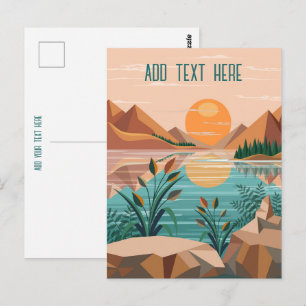 Vredig bergmeer zonsondergang landschap briefkaart