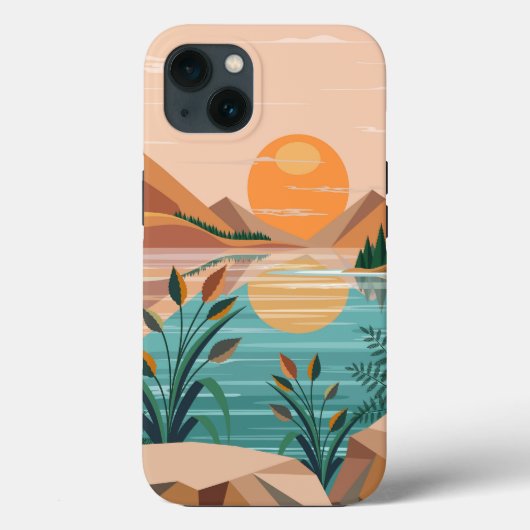 Vredig bergmeer zonsondergang landschap Case-Mate iPhone case (Achterkant)