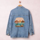 Vredig bergmeer zonsondergang landschap denim jacket (Hangar)