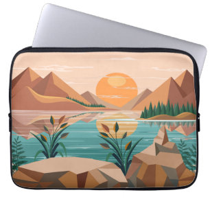 Vredig bergmeer zonsondergang landschap laptop sleeve