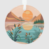 Vredig bergmeer zonsondergang landschap ornament (achterkant)