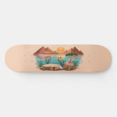 Vredig bergmeer zonsondergang landschap persoonlijk skateboard (Horizontaal)