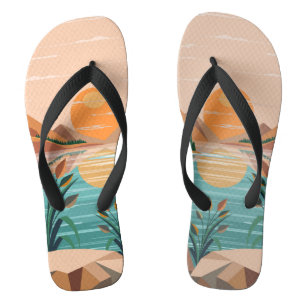 Vredig bergmeer zonsondergang landschap teenslippers