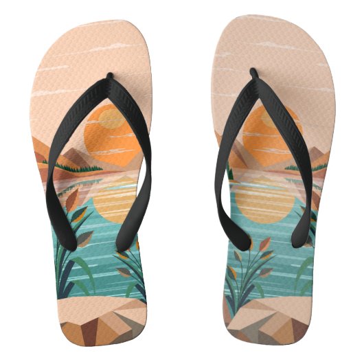 Vredig bergmeer zonsondergang landschap teenslippers (Voetbed)
