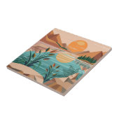 Vredig bergmeer zonsondergang landschap tegeltje (Zijkant)