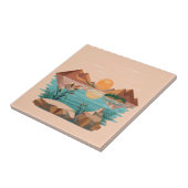 Vredig bergmeer zonsondergang landschap tegeltje (Zijkant)