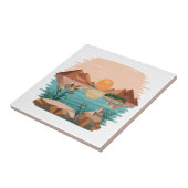Vredig bergmeer zonsondergang landschap tegeltje (Zijkant)