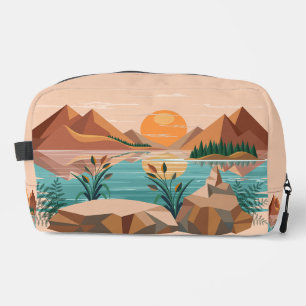 Vredig bergmeer zonsondergang landschap toilettasje