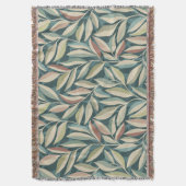 Vredig gebladerte en schaduwen in crème en Blauwgr Deken (Voorkant Verticaal)