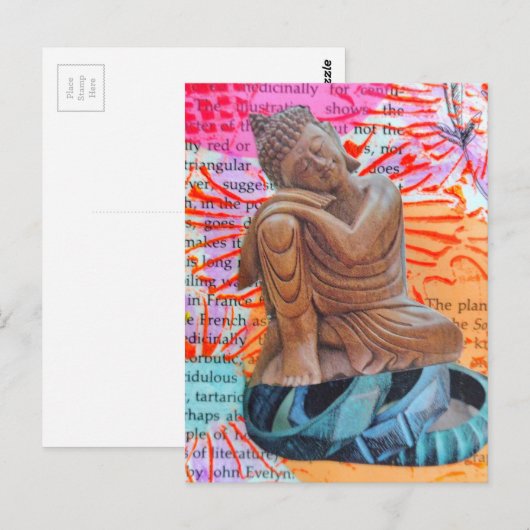 Vredig gemengde media collage briefkaart (Voorkant / Achterkant)