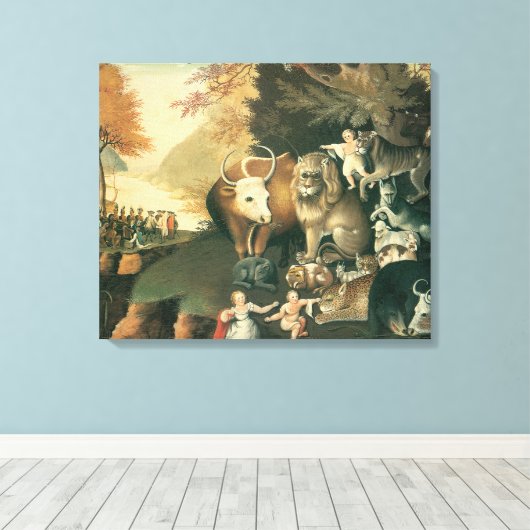 Vredig Koninkrijk door Edward Hicks Oude Folklore  Canvas Afdruk (Insitu (Houten vloer))