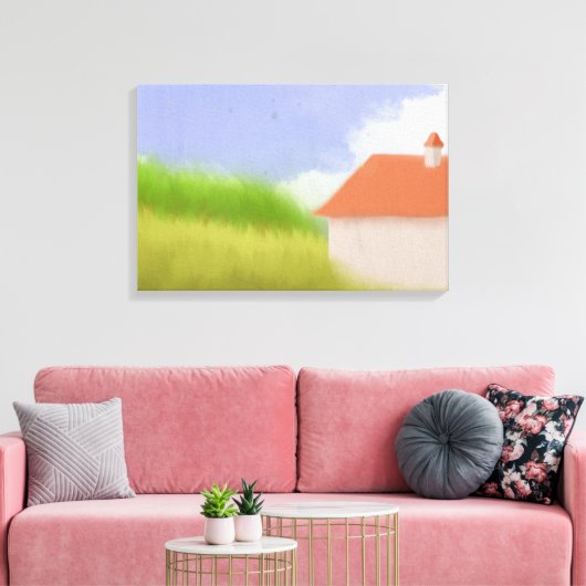 Vredig Landschapschilderij van het Platteland Canvas Afdruk (Insitu (Woonkamer))