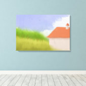 Vredig Landschapschilderij van het Platteland Canvas Afdruk (Insitu (Houten vloer))
