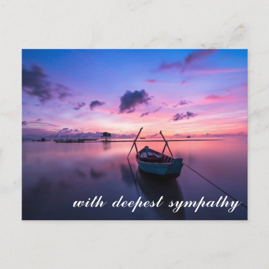 Vredig meer landschap met boot condoleancekaart briefkaart (Voorkant)