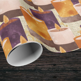 Vredig Paarse en gouden Spa kaarsen Patroon Cadeaupapier