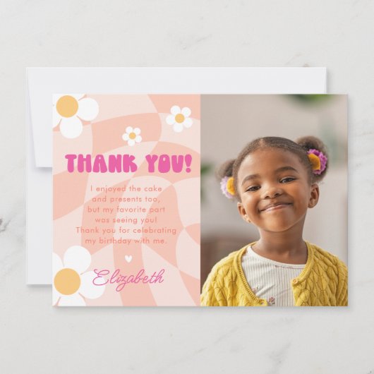 Vredig Uit Eéncijferige Meisjes Verjaardagsfoto Bedankkaart (Voorkant)