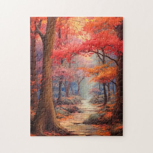 Vredig wandelen Herfst Park Fine Art Legpuzzel (Verticaal)