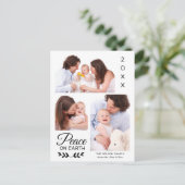 Vredige 3-fotocollage gepersonaliseerde familie feestdagenkaart (Staand voorkant)