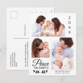 Vredige 3-fotocollage gepersonaliseerde familie feestdagenkaart (Voorkant / Achterkant)