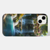 Vredige berghut watervallen bloemen iPhone hoesje (Achterkant horizontaal)
