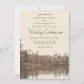 Vredige bergmeerlandschap antiek bruiloft kaart (Voorkant)