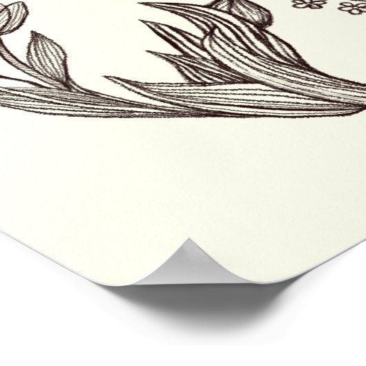 Vredige bloemtekening Cute Boho Hippie Bloemen Kun Poster (Hoek)