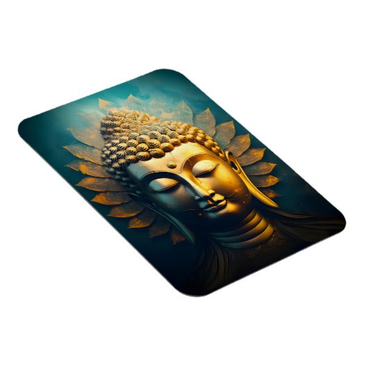 Vredige Boeddha gezicht gouden kunst Antiek Poster Magneet (Rechterzijde)