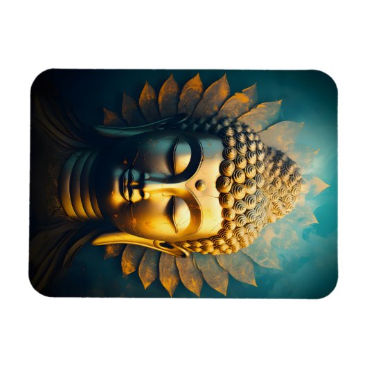 Vredige Boeddha gezicht gouden kunst Antiek Poster Magneet (Horizontaal)