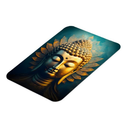 Vredige Boeddha gezicht gouden kunst Antiek Poster Magneet (Linkerzijde)