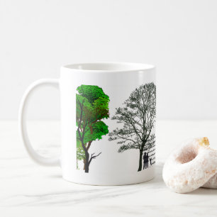 vredige boom silhouet koffiemok