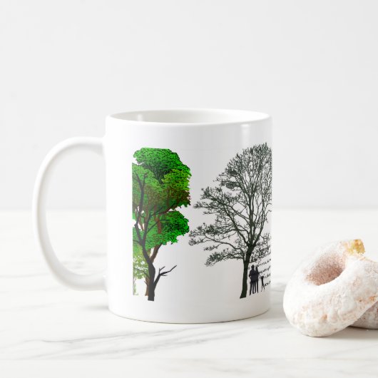 vredige boom silhouet koffiemok (Met donut)