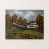 Vredige Country Scene Saltbox House Hills Trees Legpuzzel (Horizontaal)
