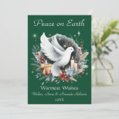 Vredige duif, Waterverf krans en kaarsen Feestdagenkaart (Staand voorkant)