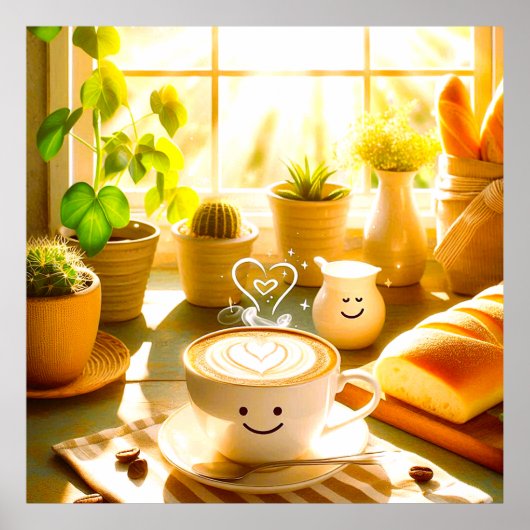Vredige en hartverwarmende cappuccino-ochtend poster (Voorkant)