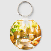 Vredige en hartverwarmende cappuccino-ochtend sleutelhanger (Achterkant)