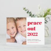 Vredige foto's Rode Kerstmis Feestdagenkaart (Staand voorkant)