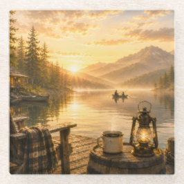 Vredige glazen drankonderzetter naast het meer onderzetter