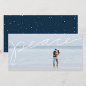 Vredige handlettered horizontale kerstkaart (Voorkant / Achterkant)