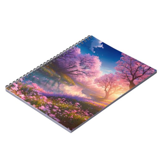 Vredige Haven van rivier en bloemen Notitieboek (Linkerzijde)