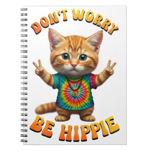 Vredige Hippie Gelukkige Boho katje poes kat Notitieboek