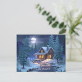 Vredige hut in winterbos briefkaart (Staand voorkant)