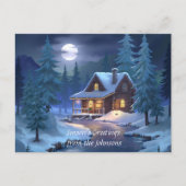 Vredige hut in winterbos briefkaart (Voorkant)