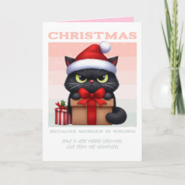 Vredige Kerst & Kattenkruid Grappige Kat Retro Ker Feestdagen Kaart