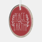 Vredige Kerstmis Glas Ornament (Voorkant links)