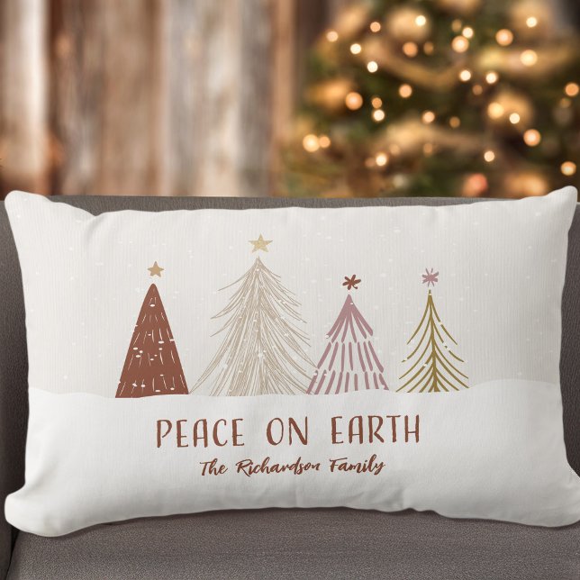Vredige Kerstmis Kerstbomen Elegant Kussen (Creator heeft geüpload)