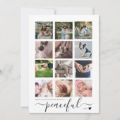 Vredige moderne minimalistische kerst foto collage feestdagenkaart (Voorkant)