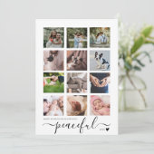 Vredige moderne minimalistische kerst foto collage feestdagenkaart (Staand voorkant)