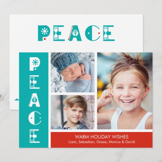 Vredige Noorse volks kunst foto kerstkaart (Voorkant / Achterkant)