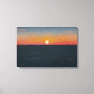 Vredige Oceaansondergang Schilderij Canvas Afdruk